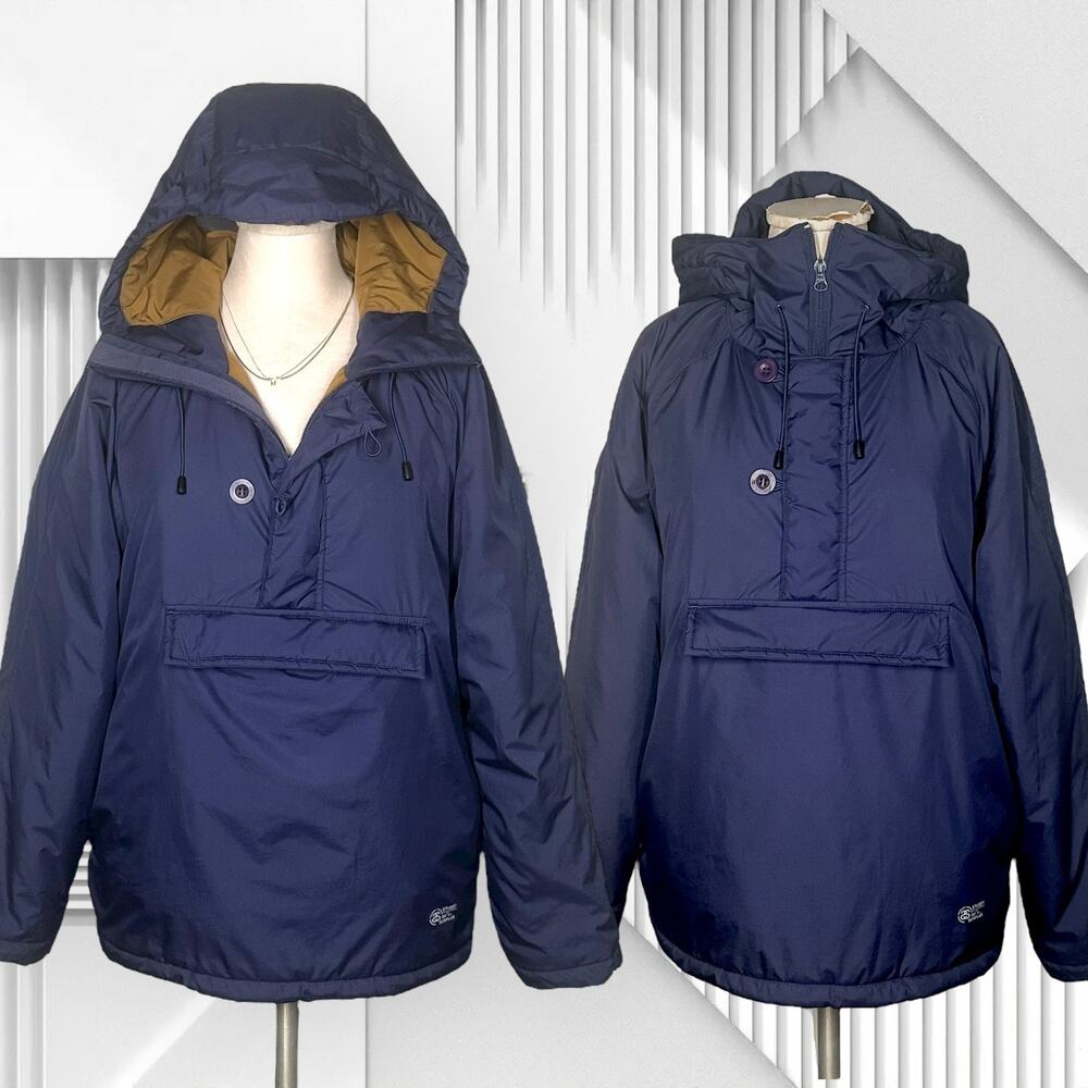Rare Vintage STUSSY Thermolite Puffer Hooded Anorak Parka Jacket Blue Gorpcore